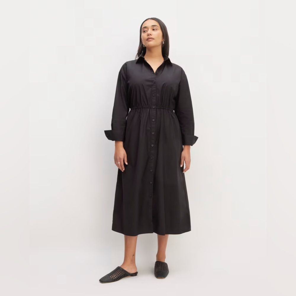 NWT Everlane The Supima Cotton Midi Shirt Dress Long Sleeve Size XS